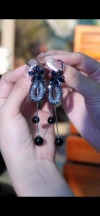 Classic black floral tassel earrings and personalized earrings details Picture